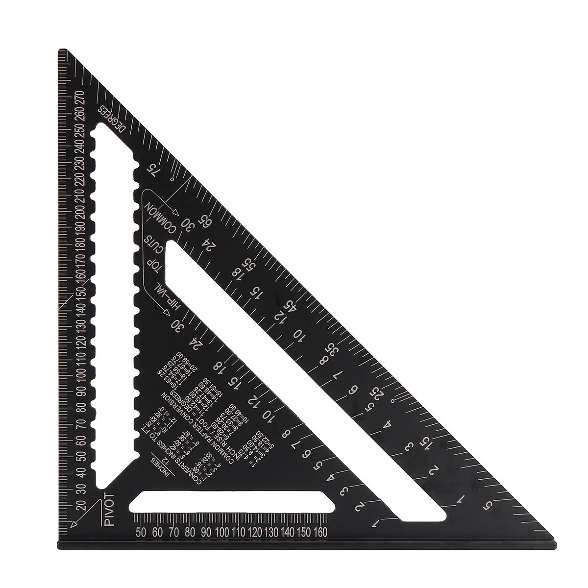 (image for) 12-inch Aluminum Alloy Triangle Ruler with Protractor Scriber and Sawtooth Guide Multifunctional Tool
