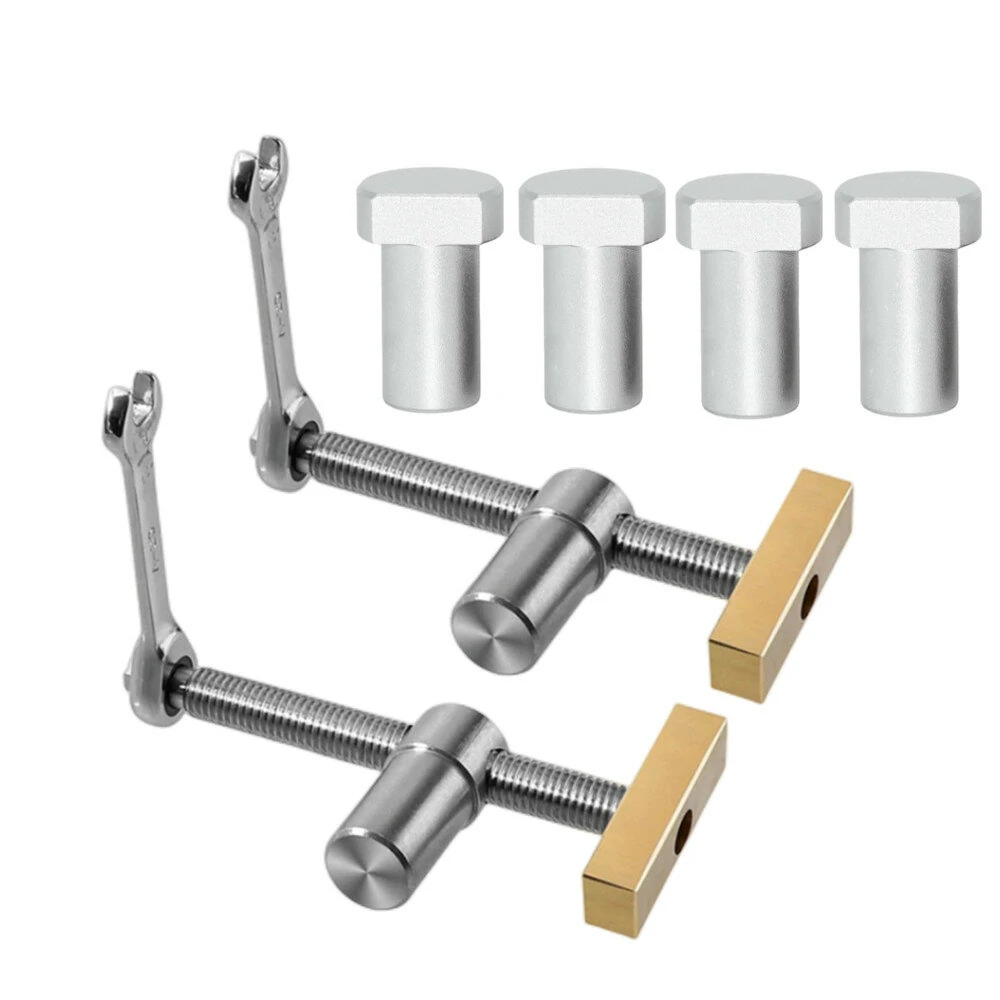 (image for) 19mm/20mm 2PCS Woodworking Desktop Clip with 4 PCS Dog Holes Stop Fast Fixed Dog Hole Clip Clamp Brass Stainless Steel Fixture Vise Benches Joinery Carpenter Tool
