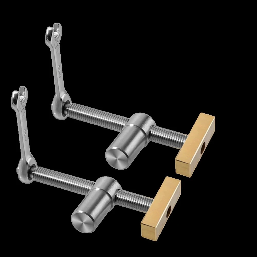 (image for) 19mm/20mm 2PCS Woodworking Desktop Clip with 4 PCS Dog Holes Stop Fast Fixed Dog Hole Clip Clamp Brass Stainless Steel Fixture Vise Benches Joinery Carpenter Tool