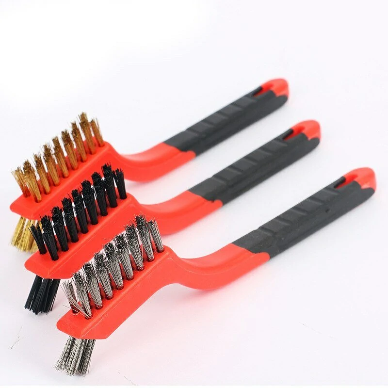 (image for) 3 Packs Wire Cleaning Brush Stainless Steel/Brass/Nylon Bristles Brush Polishing Rust Remover Kitchen Stove Sink Scrubbing Cleaning Tool