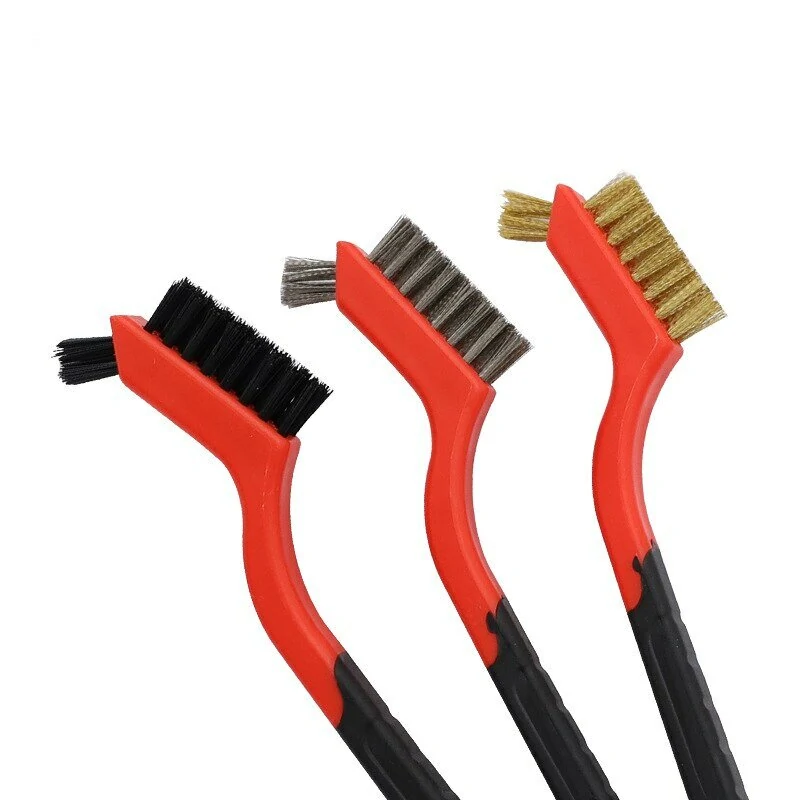 (image for) 3 Packs Wire Cleaning Brush Stainless Steel/Brass/Nylon Bristles Brush Polishing Rust Remover Kitchen Stove Sink Scrubbing Cleaning Tool