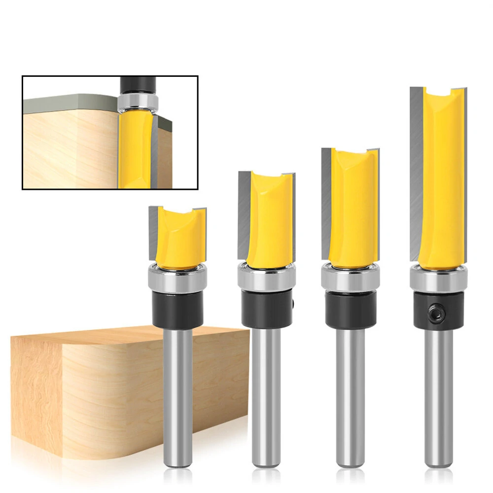 (image for) 6.35mm Shank Router Bit Pattern Flush Trim Blade Bearing 1/2" Straight End Mill Slotting Milling Cutter For Woodworking Dia 12.7mm