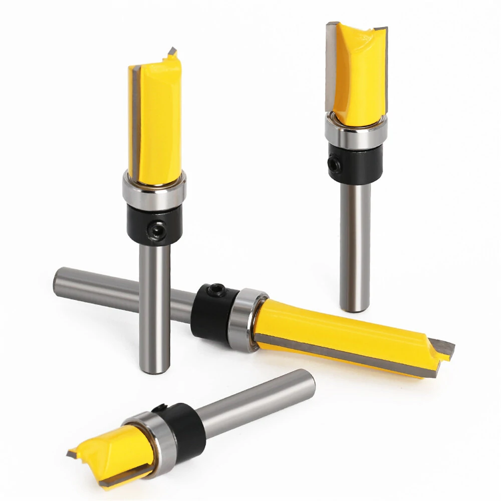 (image for) 6.35mm Shank Router Bit Pattern Flush Trim Blade Bearing 1/2" Straight End Mill Slotting Milling Cutter For Woodworking Dia 12.7mm