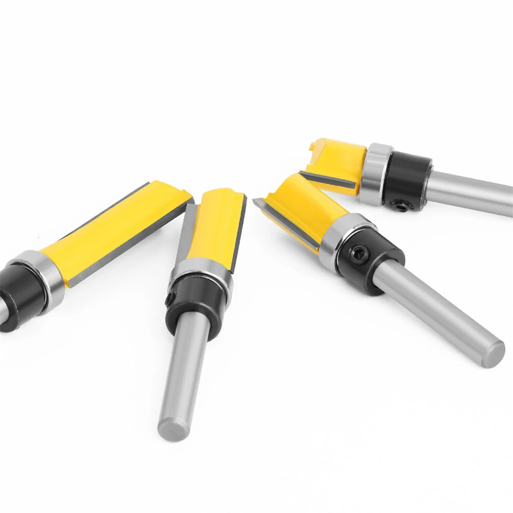 (image for) 6.35mm Shank Router Bit Pattern Flush Trim Blade Bearing 1/2" Straight End Mill Slotting Milling Cutter For Woodworking Dia 12.7mm