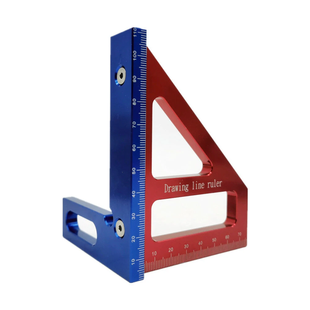 (image for) Aluminum Alloy 45/90 Degree Woodworking Square Protractor Miter Triangle Drawing Line Ruler Layout Height Gauge