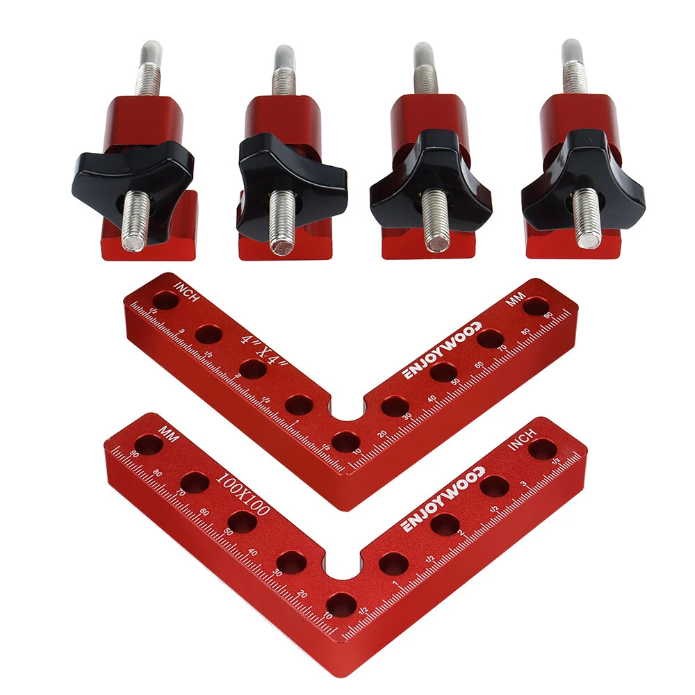 (image for) ENJOYWOOD 6PCS Woodworking Upgrade Right Angle Positioning Clamp Precision 90 Degree Clamping Square L-Shaped Auxiliary Fixture Splicing Board Carpenter Square Ruler Woodworking Tool