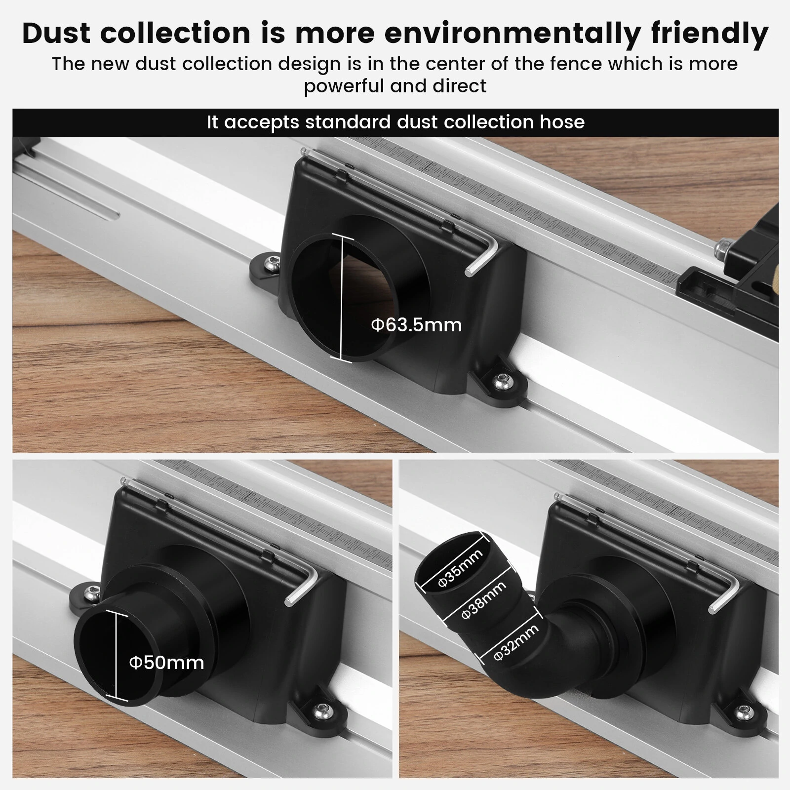 (image for) ENJOYWOOD Wnew Woodworking Router Table Fence Aluminium Profile Fence System 700mm with Sliding Brackets Bit Guard
