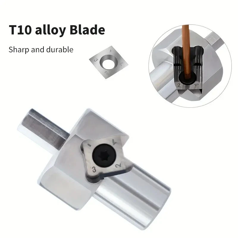 (image for) ENJOYWOOD Woodworking Chamfer Tool T10 Alloy Blade Stainless Steel 9mm Hex Shank for 19mm/20mm Dog Holes Polished Finish for Electric Drills