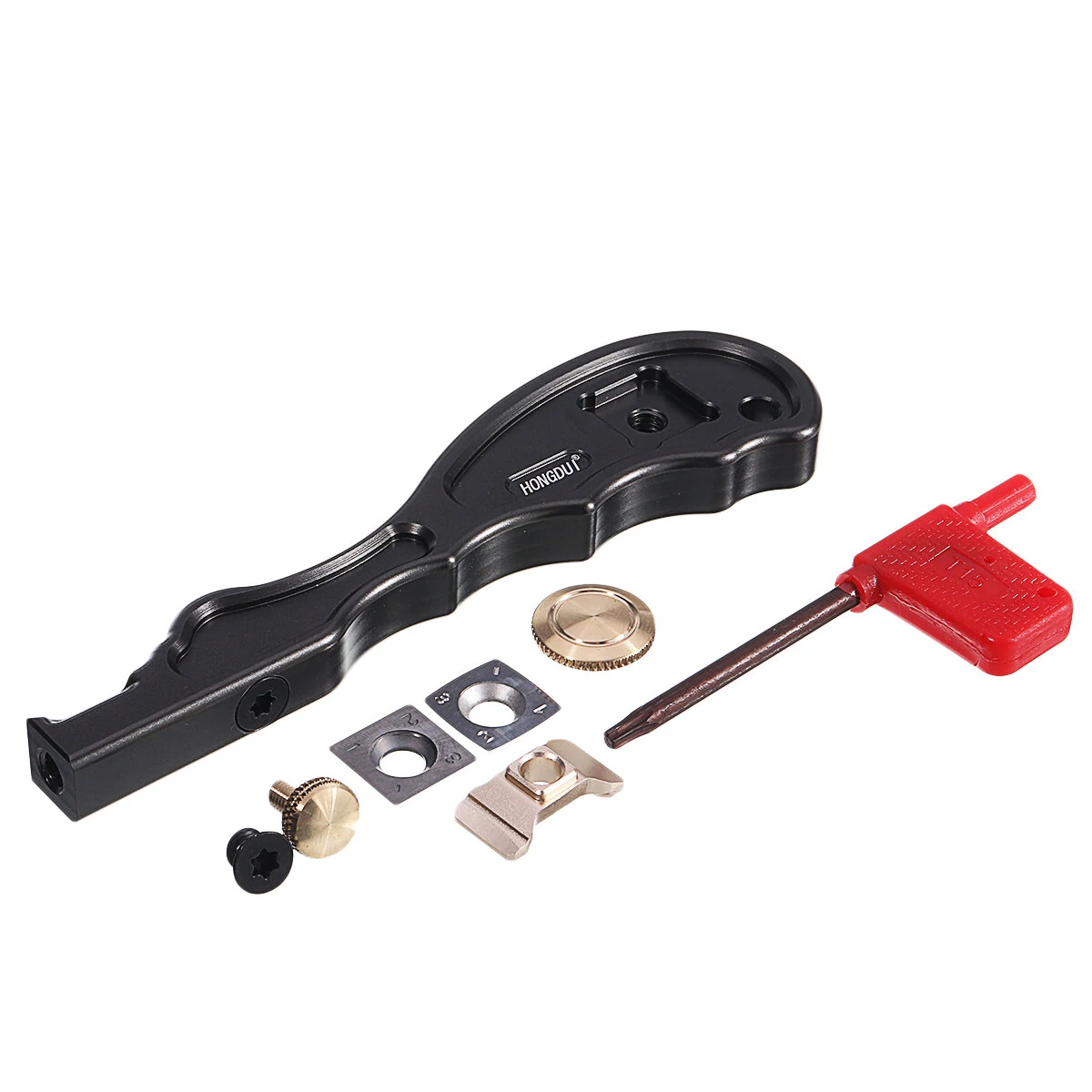 (image for) HONGDUI 2 In 1 Mini Wood Carbide Insert Scraper Glue Scraper Removal Aluminum Alloy Handle Woodworking Tool