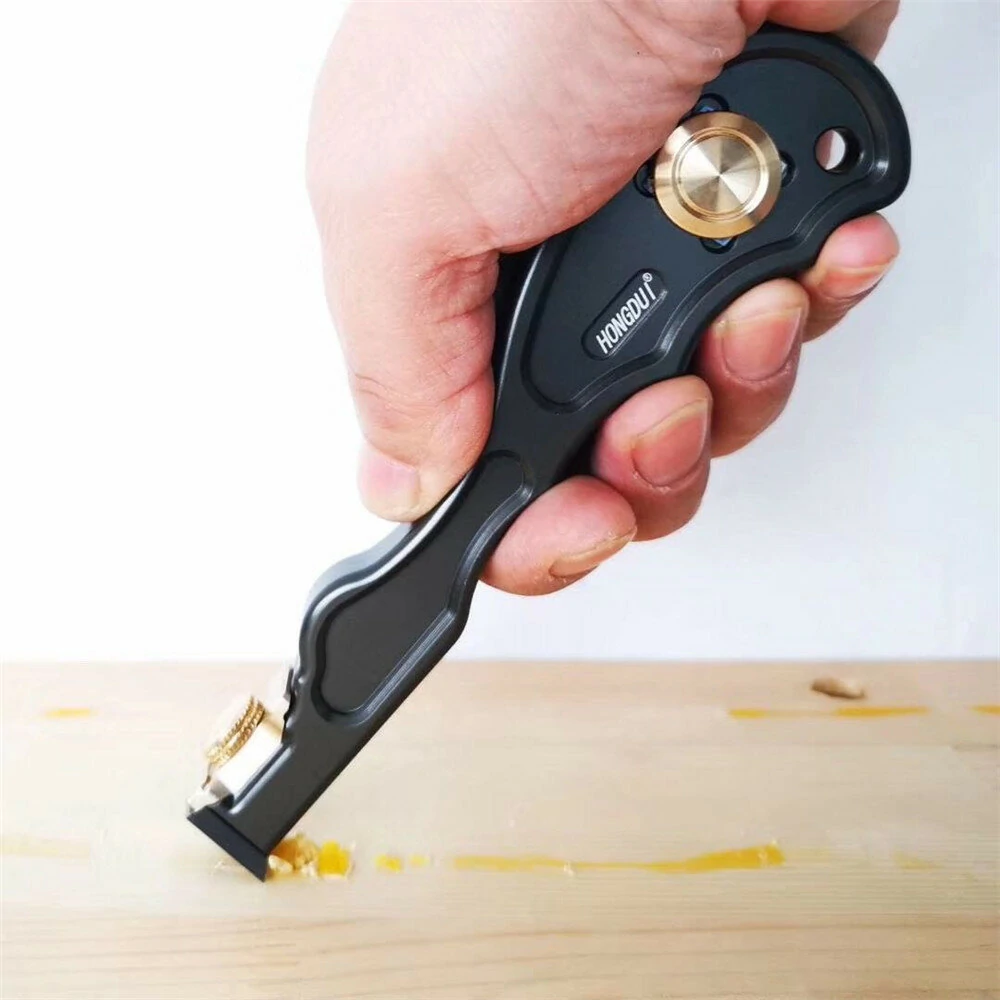 (image for) HONGDUI 2 In 1 Mini Wood Carbide Insert Scraper Glue Scraper Removal Aluminum Alloy Handle Woodworking Tool