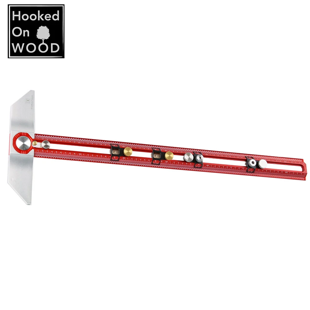 (image for) HONGDUI Hooked On Wood MT-2465 PRO Scriber Marking T Square Ruler Aluminum Alloy Hole Positioning Marking Gauge