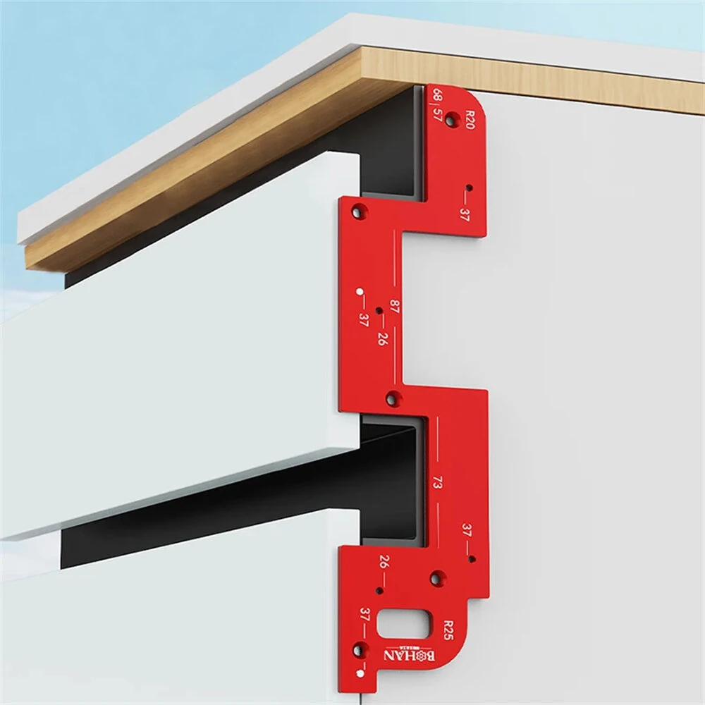 (image for) Invisible Embedded Handle Slotting Template Aluminum Alloy Precise Slot Positioning Wardrobe Kitchen Cabinet Door Positioning Tool High-Quality Design Easy to Use