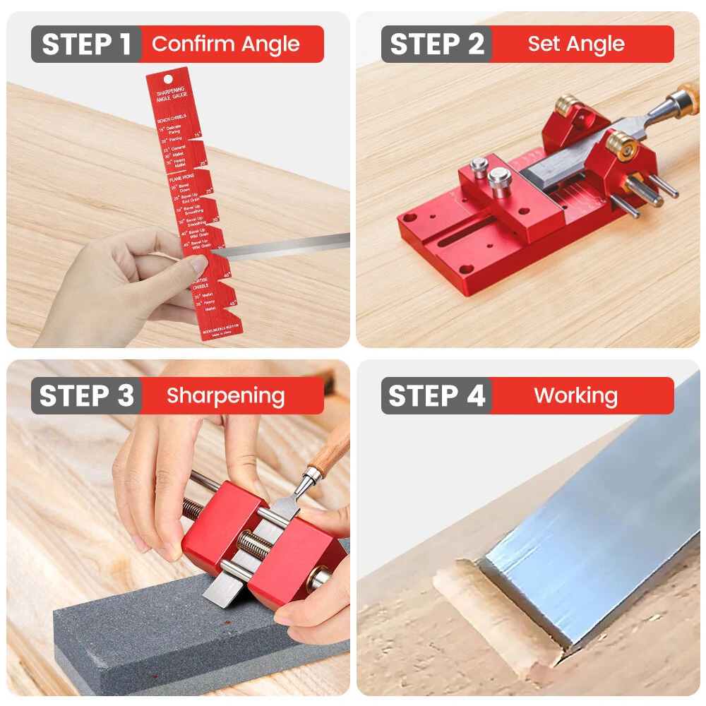 (image for) Mohoo Sharpening System Honing Guide Sharpening Holder Angle Fixture Angle Gauge for Woodworking Chisel