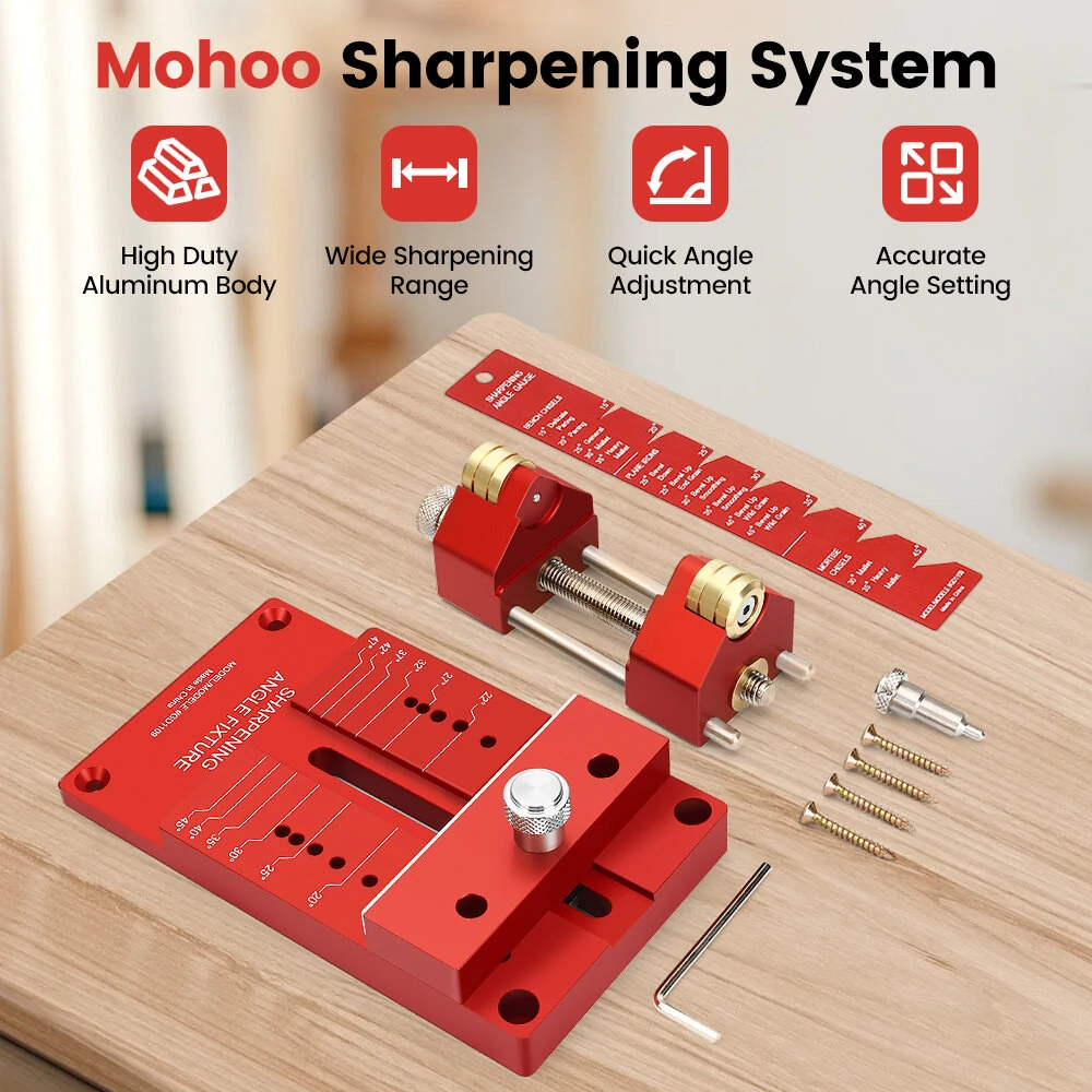 (image for) Mohoo Sharpening System Honing Guide Sharpening Holder Angle Fixture Angle Gauge for Woodworking Chisel