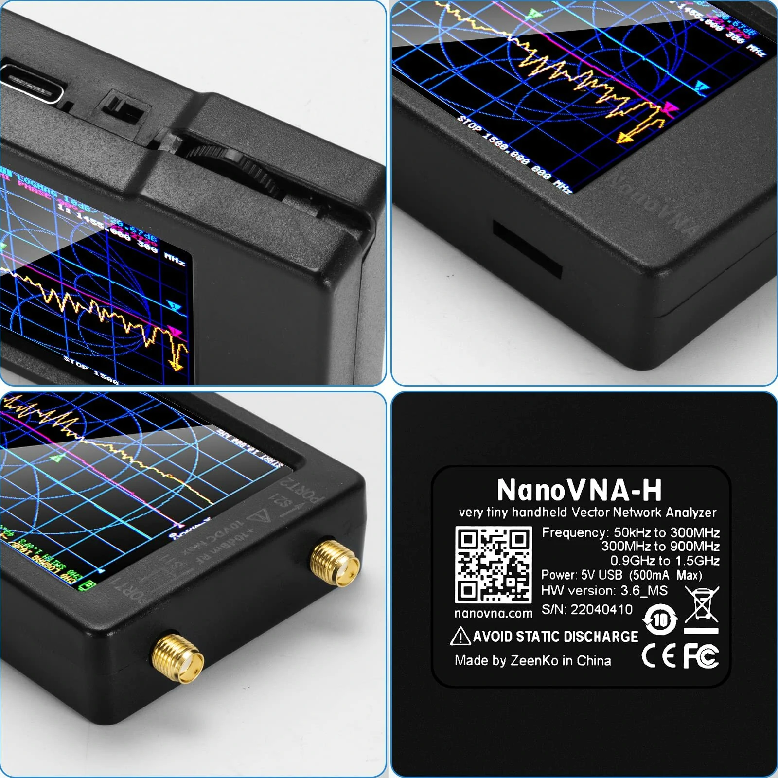 (image for) Original Hugen Version 2.8 Inch NanoVNA-H Vector Network Antenna Analyzer 10KHz-1.5GHz MF HF VHF UHF With SD Card Slot V3.6 Version spectrum analyzer